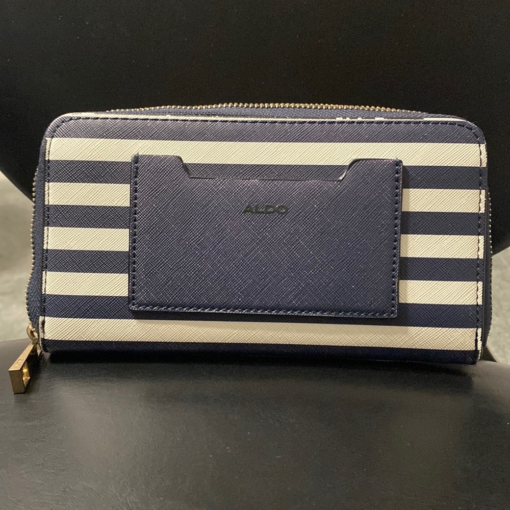 Aldo blue, white, and red wallet.